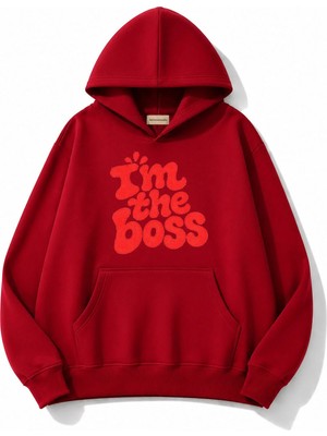 herkesemoda The Boss Baskılı Kapüşonlu 2 Iplik Şardonlu Sweatshirt