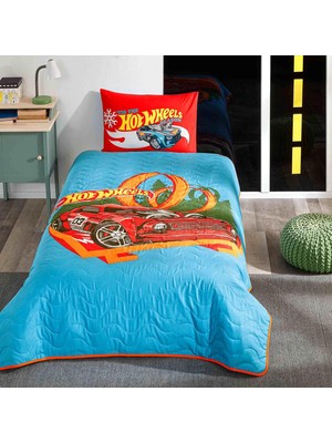 Taç Hot Wheels Çizgi Film Karakteri Pamuk-Polyester Karışım Yatak Örtüsü Seti, Çok Renkli, Küçük Tek