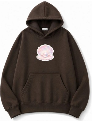 herkesemoda Inci Baskılı Kapüşonlu 2 Iplik Şardonlu Sweatshirt
