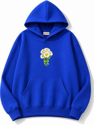 herkesemoda Papatya Baskılı Kapüşonlu 2 Iplik Şardonlu Sweatshirt