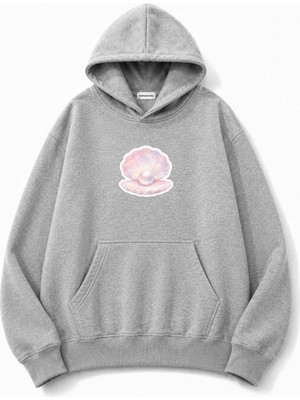 herkesemoda Inci Baskılı Kapüşonlu 2 Iplik Şardonlu Sweatshirt