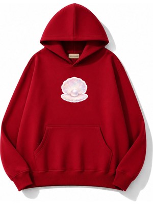 herkesemoda Inci Baskılı Kapüşonlu 2 Iplik Şardonlu Sweatshirt