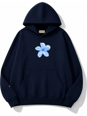 herkesemoda Çiçek Baskılı Kapüşonlu 2 Iplik Şardonlu Sweatshirt