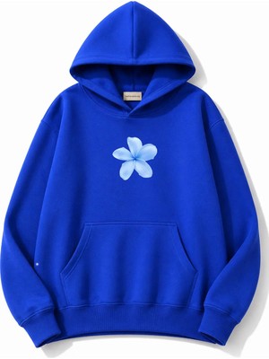 herkesemoda Çiçek Baskılı Kapüşonlu 2 Iplik Şardonlu Sweatshirt