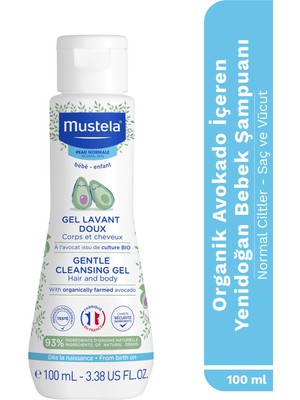 Mustela Organik Avokado Içeren  Yenidoğan Bebek  Göz Yakmayan Şampuanı Saç, Vücut 100 ml