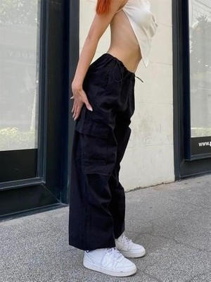 Balina Streetwear Siyah Baggy Unisex Salaş Pantolon