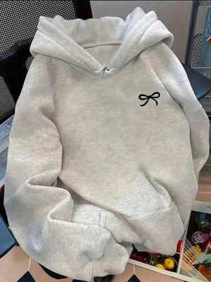 herkesemoda Kurdele Baskılı Kapüşonlu 2 Iplik Şardonlu Sweatshirt