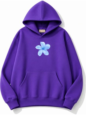 herkesemoda Çiçek Baskılı Kapüşonlu 2 Iplik Şardonlu Sweatshirt