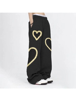 Balina Siyah Triple Heart Oversize (Unisex) Eşofman