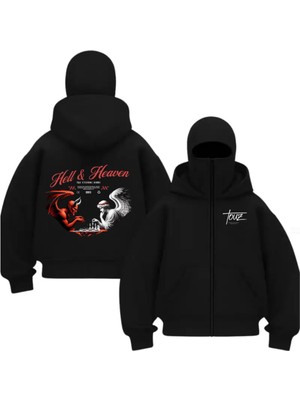 Touz Moda Balaclava Angel Series Baskılı Ninja Hoodie Sweatshirt