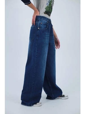 Balina Superbaggy Lacivert Yıkamalı Retro Baggy Jean