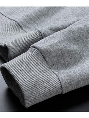 Touz Moda F422 Center Baskılı Gri Unisex Oversize Bisiklet Yaka Sweatshirt