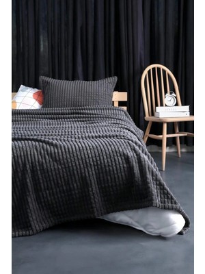 Merinos Modern Line 2 Parça Battaniye Seti Tek Kişilik Koyu Gri
