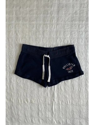 Balina Lacivert Hollister Nakış Logolu Mini Sweat Şort
