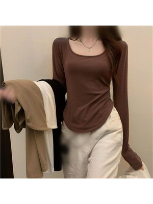 Balina Kahve Basic Uzun Kollu Crop