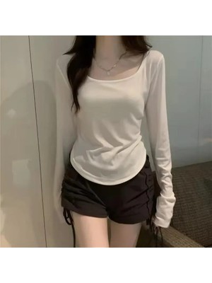 Balina Krem Basic Uzun Kollu Crop