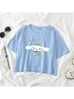 Balina Mavi Anime Sanrio : Cinnamoroll Yarım T-Shirt