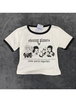 Balina Shining Planets Kısa Kollu Bluz