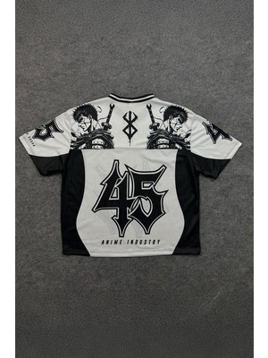 Balina Beyaz Anime Berserk Guts 45 Number V Yaka Unisex Forma