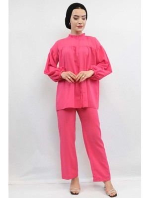Modi Moda Çizgili Robalı Ikili Takım Pembe