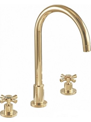 Eca - Quadrille Ankastre Lavabo Bataryası 3 Delikli Altın - 102805079