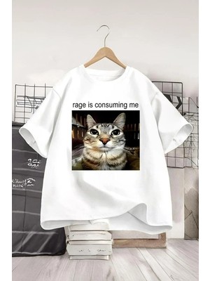 Balina Beyaz Rage Is Consuming Me Cat Memes Unisex T-Shirt
