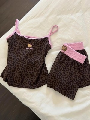 Balina Leopar Kiss Kahverengi Hello Kitty Alt Üst Takım
