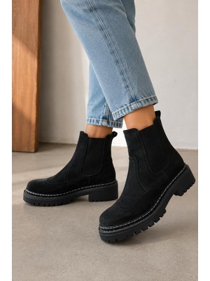 Butik Noble Shoes Hakiki Deri Süet Chelsea Kadın Bot