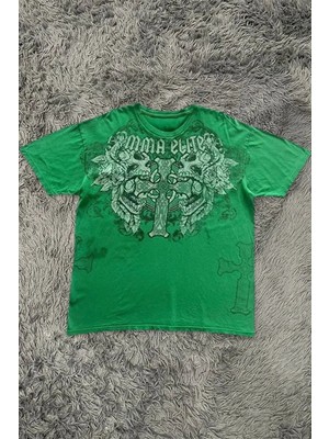 Balina Yeşil Mma Elite Vintage Double Skull Y2K Unisex T-Shirt