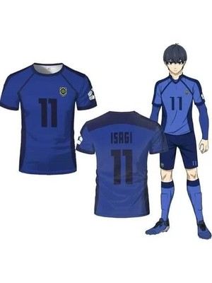 Balina Mavi Anime Blue Lock 11 Isagi Forma Unisex T-Shirt