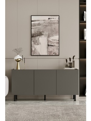 Furnitt Home Hitit Konsol Gri 140 cm (100% Mdf) Metal Ayak