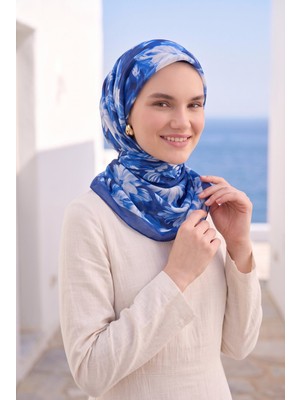 Eys Çiçekli Eşarp Serisi Lacivert
