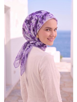 Eys Çiçekli Eşarp Serisi Lila