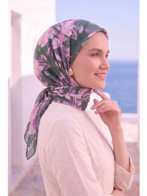 Eys Çiçekli Eşarp Serisi Zümrüt