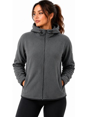Ghassy Co. Ghassy Co Kadın Kapşonlu Fermuarlı Polar Sweatshirt