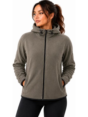 Ghassy Co. Ghassy Co Kadın Kapşonlu Fermuarlı Polar Sweatshirt