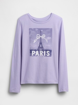 Gap Kız Çocuk Lila Kids Grafik T-Shirt