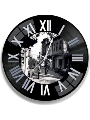 Emya Home Eski Istanbul Plak Cam Saat - 40 cm