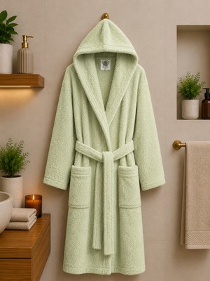 MySoft Home Kapüşonlu Bornoz  %100 Pamuk Organik Kumaş