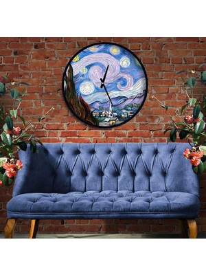 Emya Home Van Gogh 70 cm The Starry Night Ahşap Duvar Saati