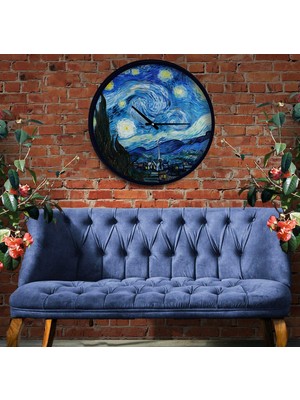 Emya Home Vincent Van Gogh 30 cm The Starry Night Ahşap Duvar Saati