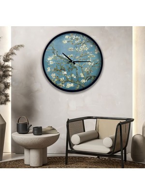 Emya Home Almond Blossom 30 cm El Yapımı Ahşap Duvar Saati