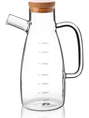 Royaleks Group 650 ml Bambu Kapaklı Cam Yağdanlık ROYALEKS-70086