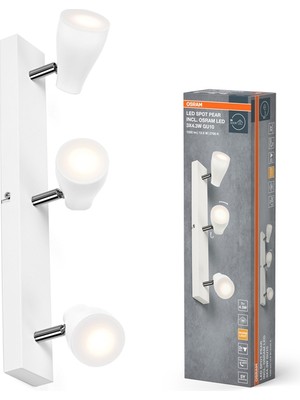 Osram Pear Üçlü LED Spot 3X4.3W 2700K 1050LM GU10 Beyaz Kasa