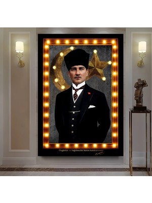 Emya Home LED Işıklı Atatürk Kanvas Tablo