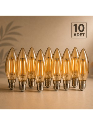 Orbus Ba3 4W E14 Amber Cam Filament LED Ampul 2200K Sarı Işık 360 Lm