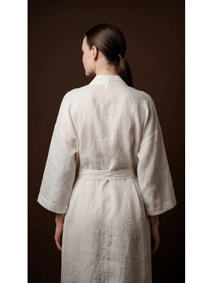 Minteks Shadowed Sakura Keten&pamuk Kimono Sabahlık