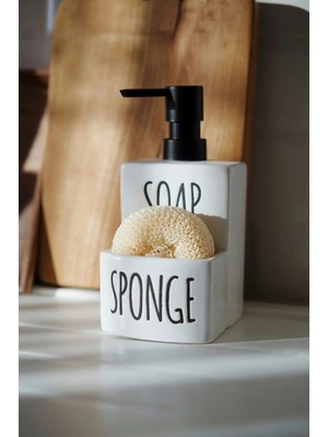 Dekorz Dükkan Seramik Süngerli Sıvı Sabunluk (Soap&sponge)