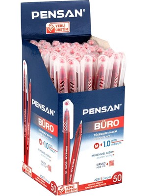 Pensan 2270 Büro Tükenmez Kalem 1mm Kirmizi 50LI Paket