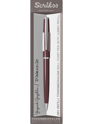 Scrikss 52 Tükenmez Kalem Bordo Seffaf Ambalaj